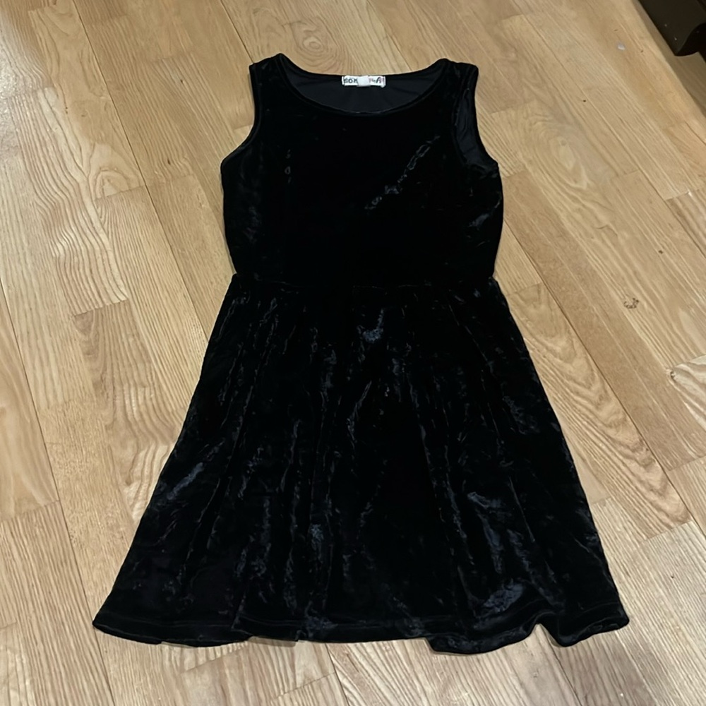 Black crushed velvet dress